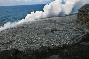 Still steaming: Kilauea’s lava shelf grows