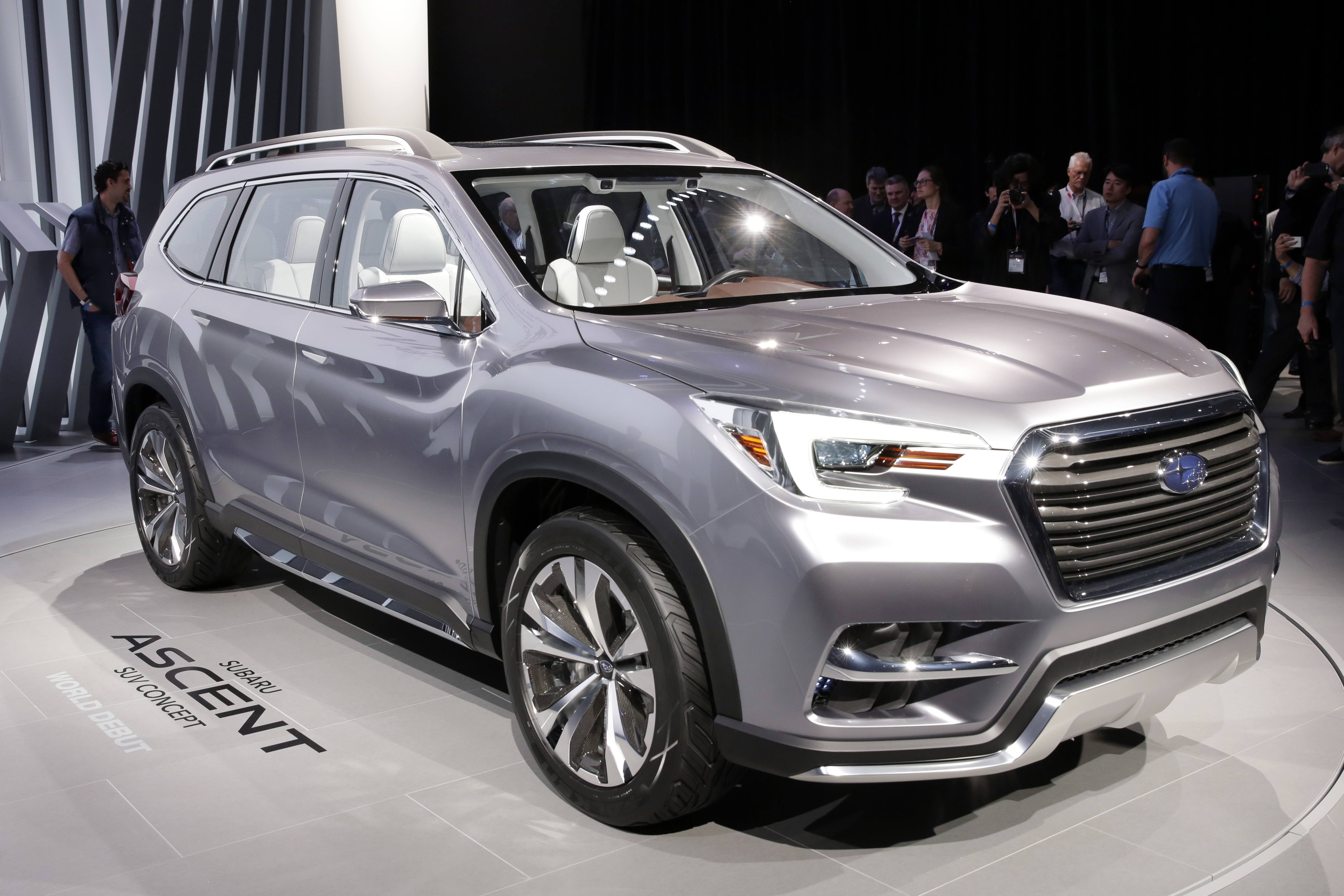 The Subaru Ascent concept car is shown during a media preview at the New Yo...