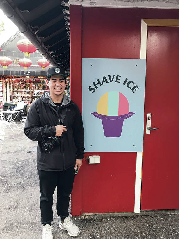 After completing a spring study abroad, Jason Hara and his mother traveled around Europe and spotted this shave ice stand at Tivoli Gardens in Copenhagen, Denmark. Photo by Norma Hara.