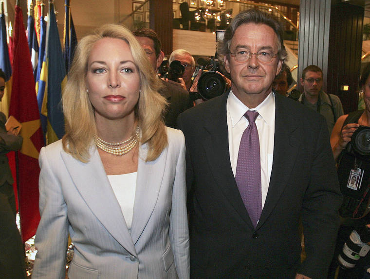 ASSOCIATED PRESS / 2007
                                Former CIA officer Valerie Plame, left, and her husband, former ambassador Joseph Wilson, arrive for a news conference at the National Press Club in Washington in this July 14, 2006, file photo. Wilson, the diplomat who disputed pre-war intelligence on Iraq and endured retribution, has died. He was 69. Valerie Plame confirmed in a text message that Wilson died Friday, Sept. 27, of organ failure in Santa Fe, N.M. She called him a patriot with the heart of a lion. Wilson’s denial of pre-war intelligence under the administration of President George W. Bush touched off retribution against Plame and a criminal cover-up.