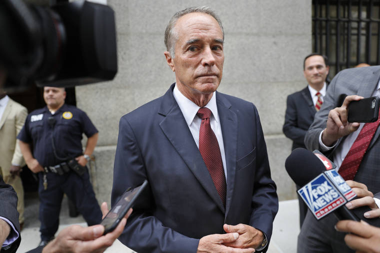 ASSOCIATED PRESS
                                U.S. Rep. Chris Collins, R-N.Y., spoke to reporters, Sept. 12, as he left the courthouse after a pretrial hearing in his insider-trading case, in New York. A federal judge in Manhattan scheduled a hearing for Tuesday for Collins to enter a guilty plea in a case initially brought last year.