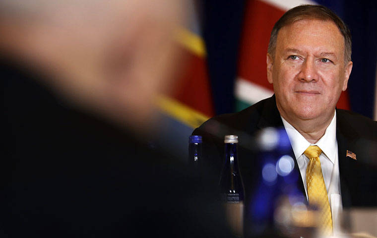 ASSOCIATED PRESS
                                U.S. Secretary of State Mike Pompeo listened during an event hosted by the Department of State’s Energy Resources Governance Initiative in New York, Thursday.
