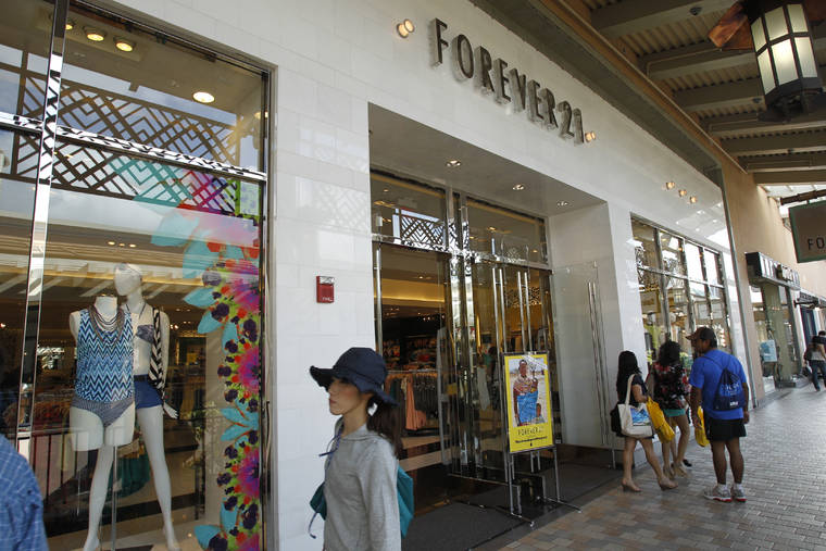 STAR-ADVERTISER FILE / 2012
                                The Forever 21 store in Ala Moana Shopping Center. Forever 21 Inc. filed for bankruptcy, joining the growing list of fashion retailers felled by heavy competition, high rents and the defection of shoppers to online outlets.