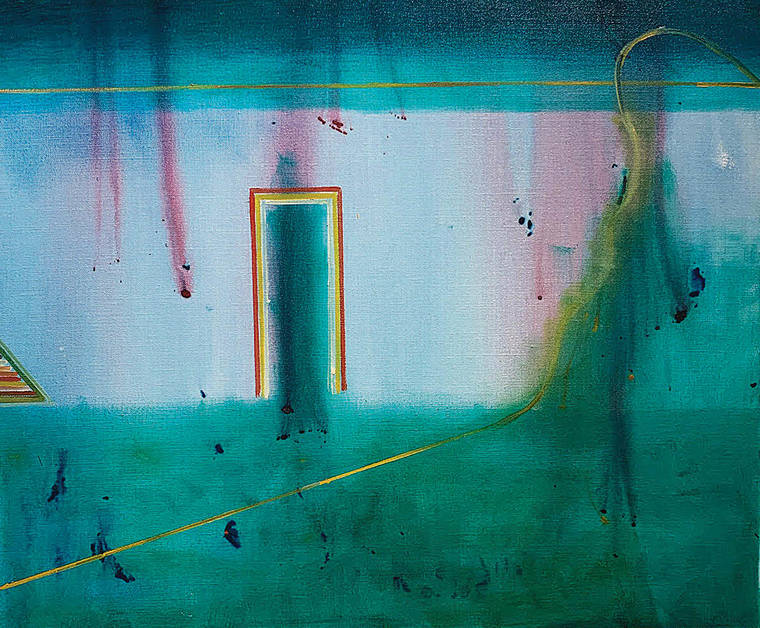 COURTESY MANOA GALLERY
                                Featured artwork in the “New Artists, New Works” exhibit at Manoa Gallery includes the abstract pieces “Door I” by Sanit Khewhok