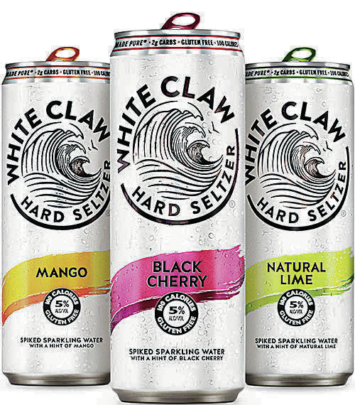 COURTESY WHITE CLAW
                                Hard seltzers like White Claw provide fizzy booziness with fewer calories than other alcoholic beverages.