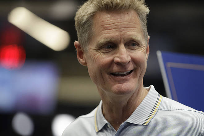 ASSOCIATED PRESS
                                Golden State Warriors coach Steve Kerr during the NBA basketball team’s media day in San Francisco Monday.