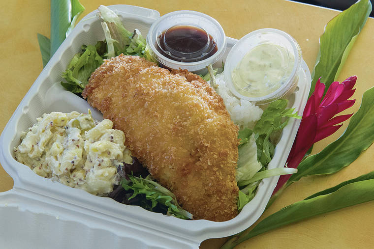 CRAIG T. KOJIMA / FEB. 27
                                A generous portion of panko-crusted opakapaka is a favorite of regular customers at Max & Lucy’s, known for hefty plate lunches served out of the small coffee shop in Kakaako.