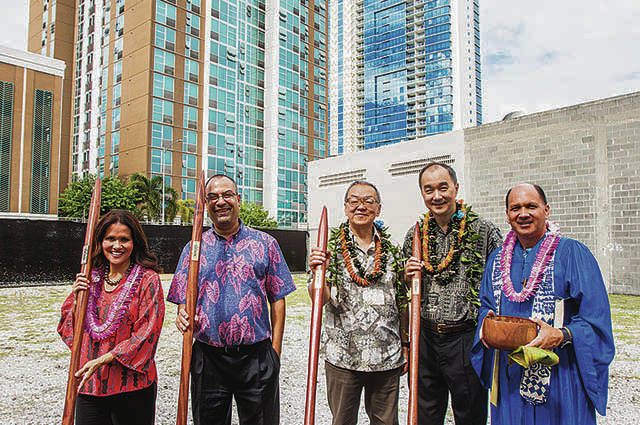 DENNIS ODA / DODA@STARADVERTISER.COM
                                A ceremony was held Wednesday for the new Ililani high-rise in Kakaako, where half of the 328 units are intended for moderate-income residents. Attending were City Councilwoman Kymberly Pine, left, Deepak Neupane, development branch chief of Hawaii Housing Finance and Development Corporation, Kenneth Chang, manager of Ililani LLC, Henry Chang, project manager, and kahu Kordell Kekoa.