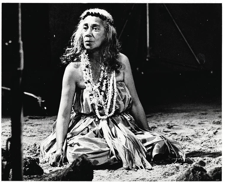 STAR-ADVERTISER / 1974
                                ‘Iolani Luahine began learning traditional Hawaiian chanting and hula at the age 4. In the decades that followed she became revered for her mesmerizing presence and spellbinding artistry as a dancer and chanter.