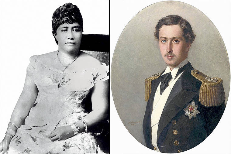 COURTESY BISHOP MUSEUM / UNITED KINGDOM’S ROYAL COLLECTION, 1865
                                Queen Lili‘uokalani proudly wears a solid gold armlet (uppermost on her left arm) given to her in 1869 by England’s Prince Alfred.