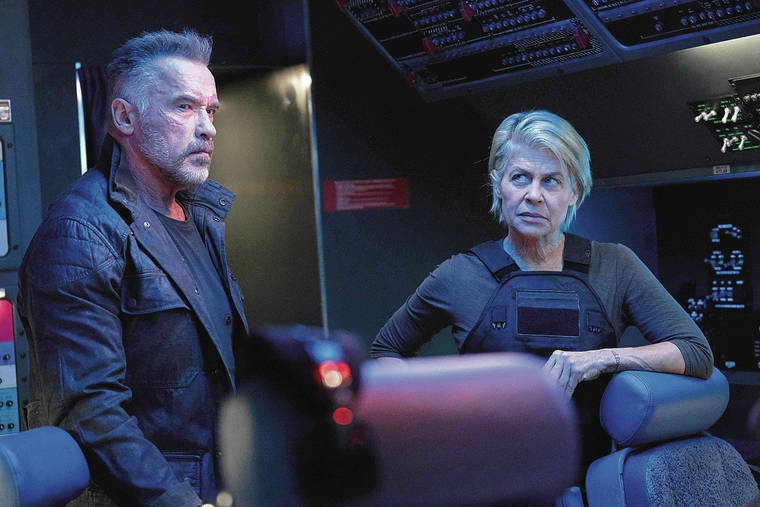 PARAMOUNT PICTURES
                                Arnold Schwarzenegger and Linda Hamilton return in “Terminator: Dark Fate.”