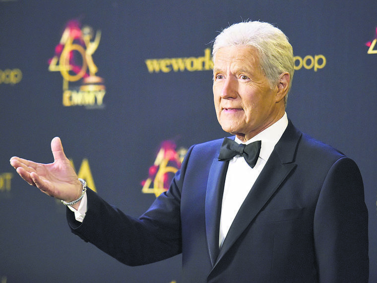 ASSOCIATED PRESS
                                Alex Trebek poses in the press room at the 46th annual Daytime Emmy Awards at the Pasadena Civic Center in Pasadena, Calif., in May.