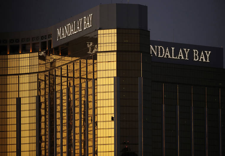 ASSOCIATED PRESS
                                Windows were broken at the Mandalay Bay resort and casino in Las Vegas, in Oct. 2017, in the room from where Stephen Craig Paddock fired on a nearby music festival, killing 58 and injuring hundreds on Oct. 1.