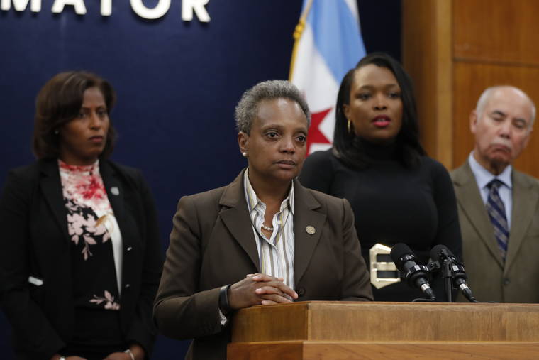 ASSOCIATED PRESS
                                Mayor Lori Lightfoot speaks during a news conference at Chicago City Hall today. Lightfoot said classes would be canceled Thursday after determining that she can’t accept the Chicago Teachers Union’s demands, which she says would cost the city $2.5 billion it can’t afford.