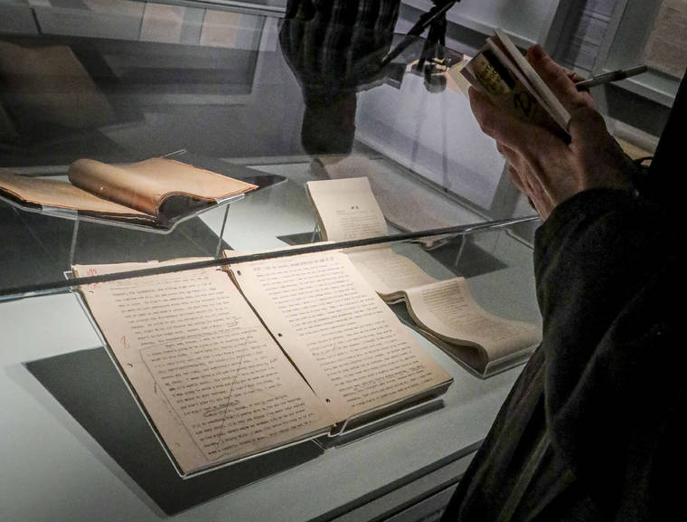 ASSOCIATED PRESS
                                An early draft of the 1951 novel “The Catcher in the Rye” is part of a J.D. Salinger exhibit being installed at the New York Public Library Wednesday in New York.