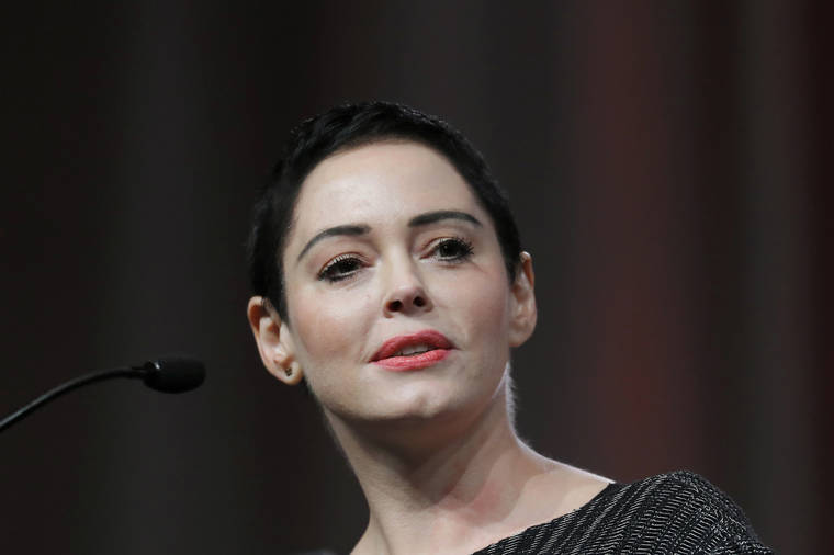 ASSOCIATED PRESS
                                Aactress Rose McGowan speaks at the inaugural Women’s Convention in Detroit in 2017. McGowan has filed a federal lawsuit alleging that Harvey Weinstein and two of his former attorneys engaged in racketeering to silence her and shut down her career before she accused Weinstein of rape.