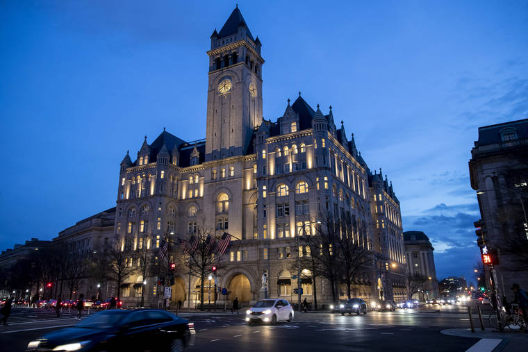 ASSOCIATED PRESS
                                The Trump International Hotel near sunset in Washington, as seen on Jan. 23. President Donald Trump’s company said today it is exploring the sale of its marquee Washington hotel, which has been at the center of nearly three years of ethics complaints and lawsuits accusing him of trying to profit off the presidency.