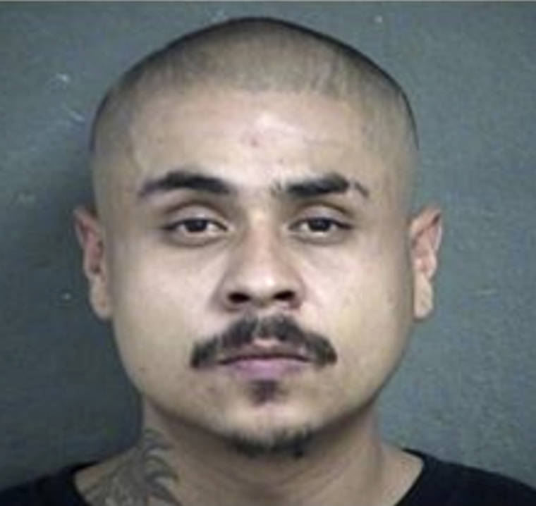 ASSOCIATED PRESS
                                This undated photo provided by the Kansas City Kansas Police Department shows Hugo Villanueva-Morales. Villanueva-Morales, one of the two men accused of opening fire inside a Kansas bar early Sunday, Oct. 6, 2019, remains at large, while the other man Javier Alatorre, was arrested Sunday afternoon, police said.