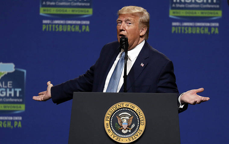 ASSOCIATED PRESS
                                President Donald Trump spoke at the 9th annual Shale Insight Conference at the David L. Lawrence Convention Center, Wednesday, in Pittsburgh.