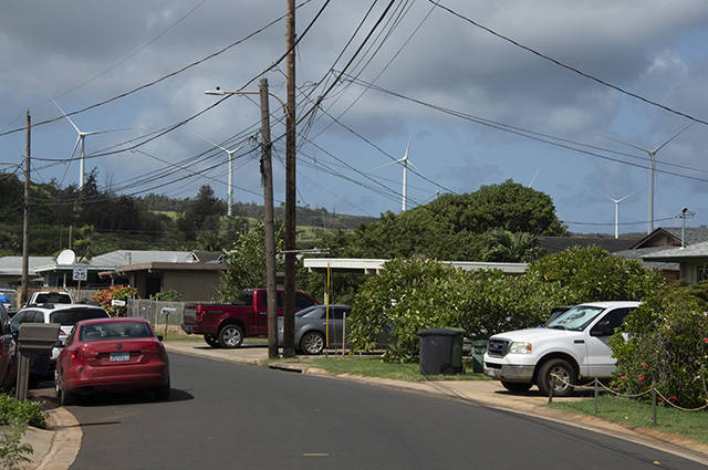 CRAIG T. KOJIMA /CKOJIMA@STARADVERTISER.COM
                                Wind turbines are seen today over Kahuku. Opponents of wind farms in Kahuku are rallying to stop of building of newer and taller wind turbines in the area.