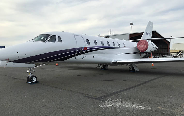 COURTESY PHOTO / FEBRUARY 2018
                                The Cessna Citation Sovereign plane seized in connection with the arrest of Felina Salinas.