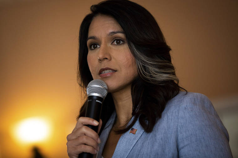 ELIZABETH FRANTZ/THE NEW YORK TIMES
                                Rep. Tulsi Gabbard (D-Hawaii), a candidate for the Democratic nomination for president, speaks at a town hall campaign event at Northland Restaurant & Dairy Bar in Berlin, N.H., on Oct. 11, 2019. As Gabbard injects chaos into the 2020 Democratic primary by accusing her own party of “rigging” the election, an array of alt-right internet stars, white nationalists and Russians have praised her.