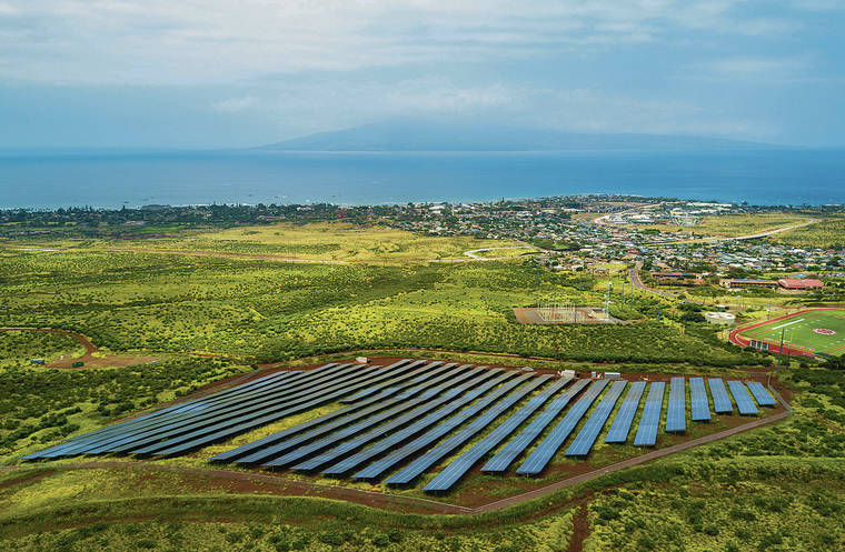 COURTESY MAUI ELECTRIC CO.
                                The Kuia Solar project, a partnership between Maui Electric Co. and Kenyon Energy, went online in October 2018 and can generate up to 2.9 megawatts of solar energy. The project is on 11 acres above Lahaina.