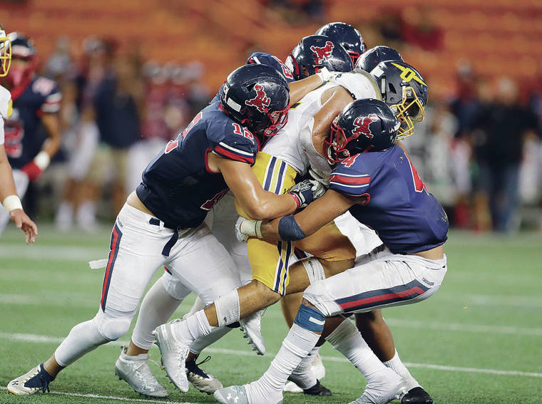 JAMM AQUINO / JAQUINO@STARADVERTISER.COM
                                The Saint Louis defense has been nearly as stout but has only one shutout.