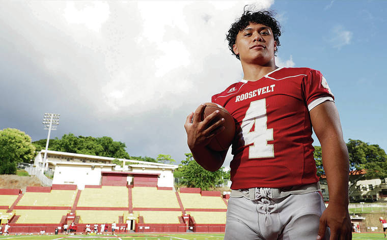 JAMM AQUINO/JAQUINO@STARADVERTISER.COM 
                                Roosevelt football player Shepherd Kekahuna, above, has been one of the workhorses for the Rough Riders. Kekahuna, a transfer from St. Francis.