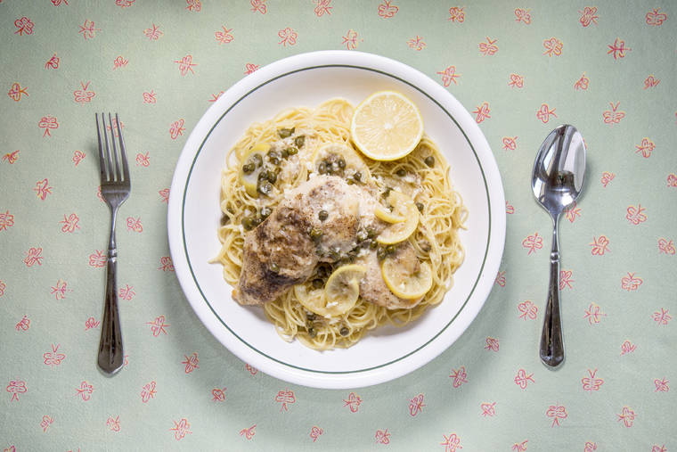 KAT WADE / SPECIAL TO THE STAR-ADVERTISER
                                Lemon Chicken Picatta over Angel Hair Pasta.