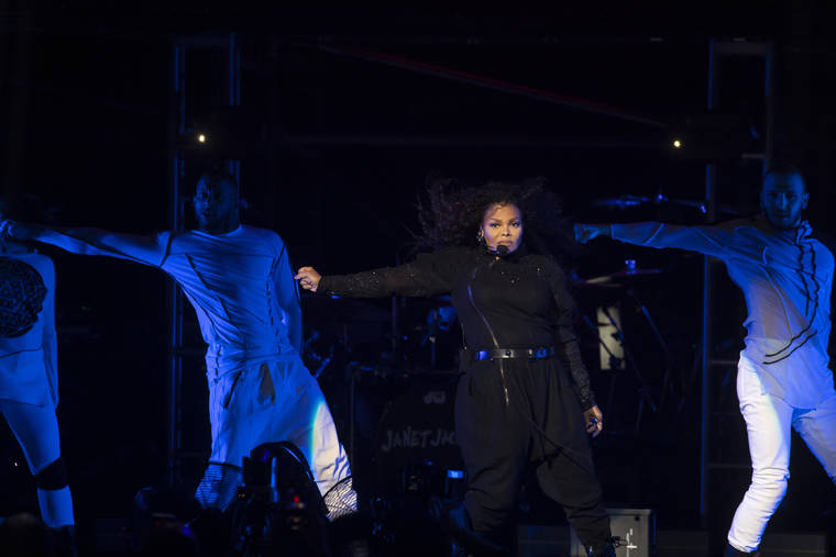 KAT WADE / SPECIAL TO THE STAR ADVERTISER                                Janet Jackson performed Wednesday night at the Neal S. Blaisdell Arena. The singer has two more shows this week.