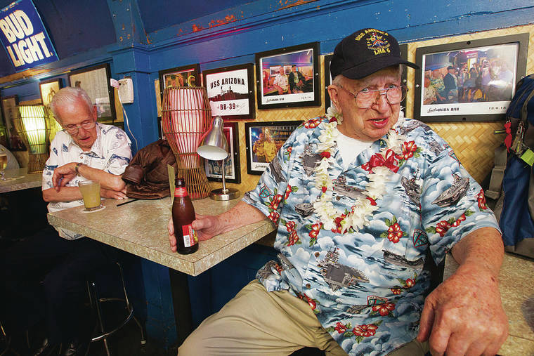 STAR-ADVERTISER / DECEMBER 2016
                                A wake is being planned for Lauren Bruner at his pre-war stomping ground, Smith’s Union Bar on Hotel Street. The public is welcome to the event that will be held at 7:30 p.m. Dec. 7. Above, Lauren Bruner, right, with his brother Chet Danforth at Smith’s Union Bar.