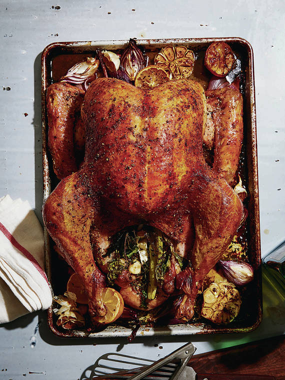NEW YORK TIMES
                                Alison Roman’s dry-brined turkey with sheet-pan gravy in September. All the real cooking Roman does for Thanksgiving simply happens the day of, in a very small New York kitchen with an extremely small refrigerator and an even smaller oven.