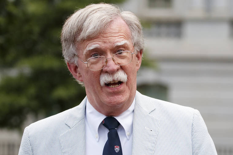 ASSOCIATED PRESS
                                National security adviser John Bolton spoke to media, July 31, at the White House in Washington. Bolton failed to show up for an interview with impeachment investigators today, making it unlikely that he will provide any testimony to the House about President Donald Trump’s handling of Ukraine.