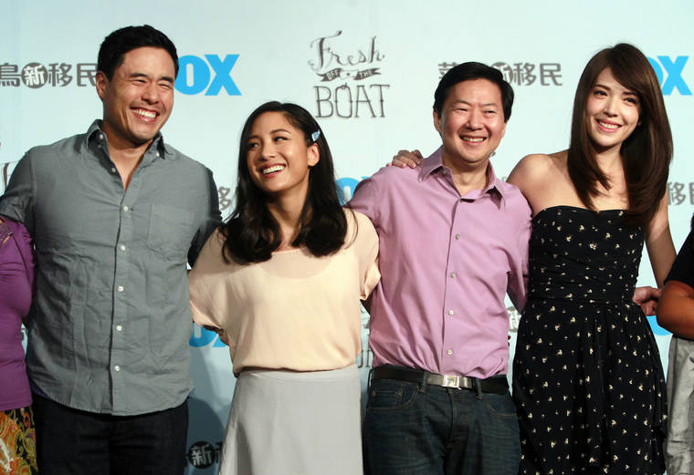 ASSOCIATED PRESS Randall Park, from left, Constance Wu, Ken Jeong and Ann Hsu posed for photographers, in Aug. 2016, during a media event announcing their comedy series Fresh off the Boat in Taipei, Taiwan. ABCs Fresh Off the Boat is coming to an end after six seasons.