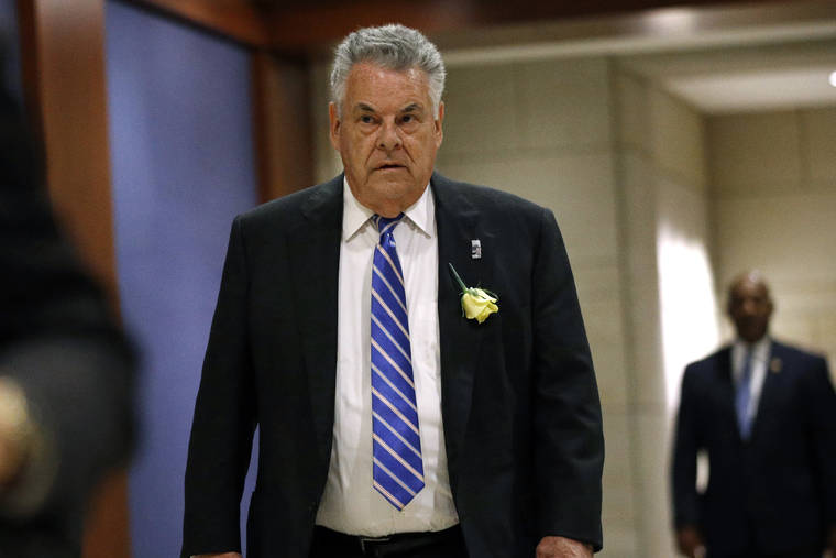 ASSOCIATED PRESS
                                Rep. Peter King, R-N.Y., arrived for a classified members-only briefing, May 21, on Iran on Capitol Hill in Washington. King announced today he will not seek reelection in 2020.