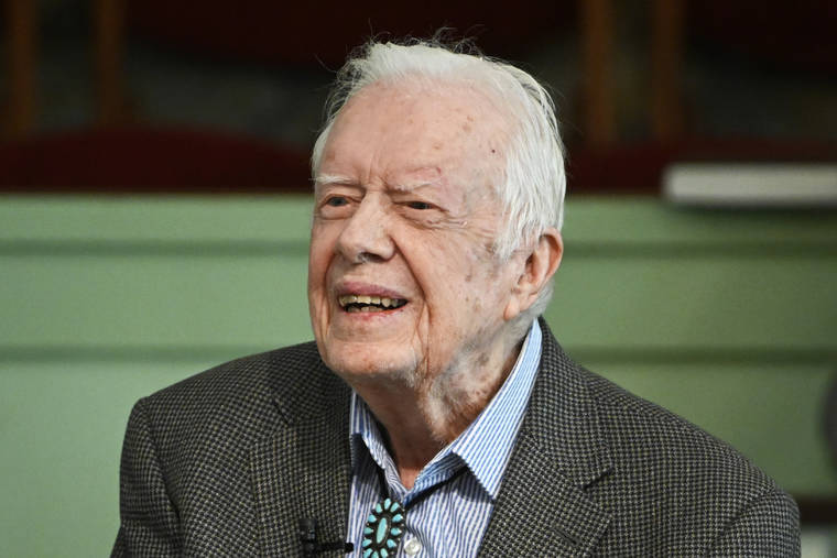 ASSOCIATED PRESS
                                Former President Jimmy Carter taught Sunday school, Nov. 3, at Maranatha Baptist Church in Plains, Ga. Carter was recovering today following surgery to relieve pressure from brain bleeding linked to recent falls.