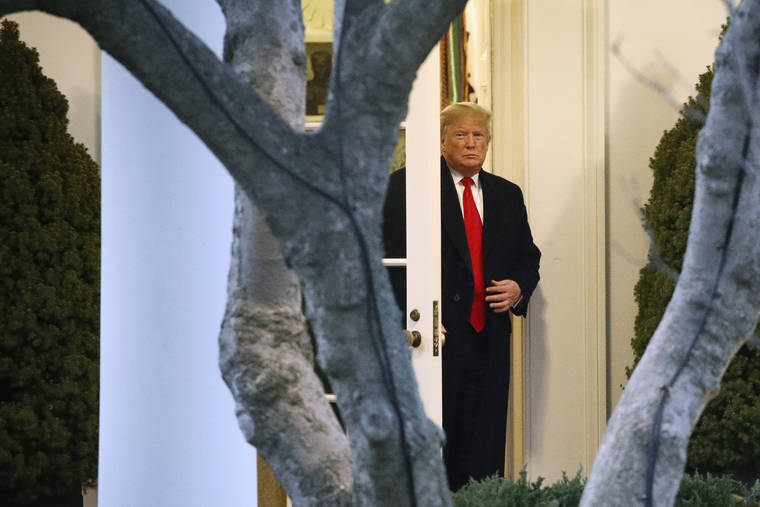 ASSOCIATED PRESS
                                President Donald Trump left the Oval Office as he walked to Marine One on the South Lawn of the White House in Washington, today, for a short trip to Andrews Air Force Base, Md., and then on to Bossier City, La., for a campaign rally.