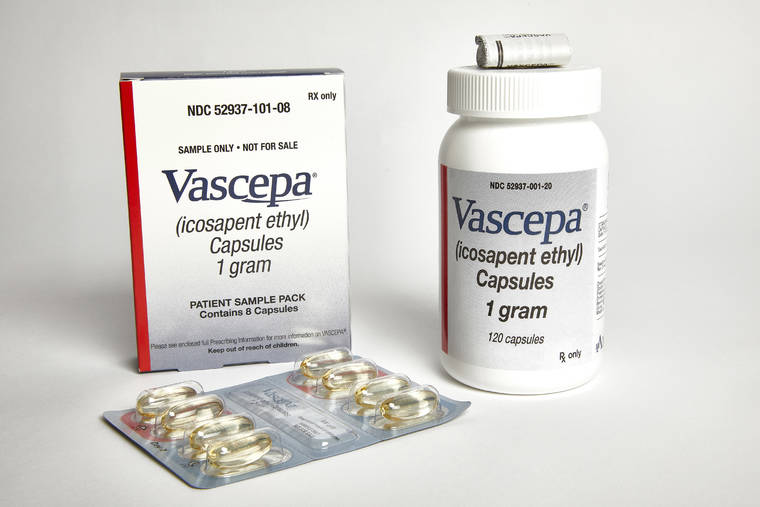 COURTESY AMARIN
                                Capsules and packaging for the purified, prescription fish oil Vascepa.