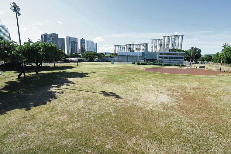 BRUCE ASATO / BASATO@STARADVERTISER.COM
                                Some of the improvements to Kamamalu Neighborhood Park will include a new comfort station, new security lighting, a new 150-stall parking lot and expansion and re-striping of the 5.27-acre park’s existing parking lot.