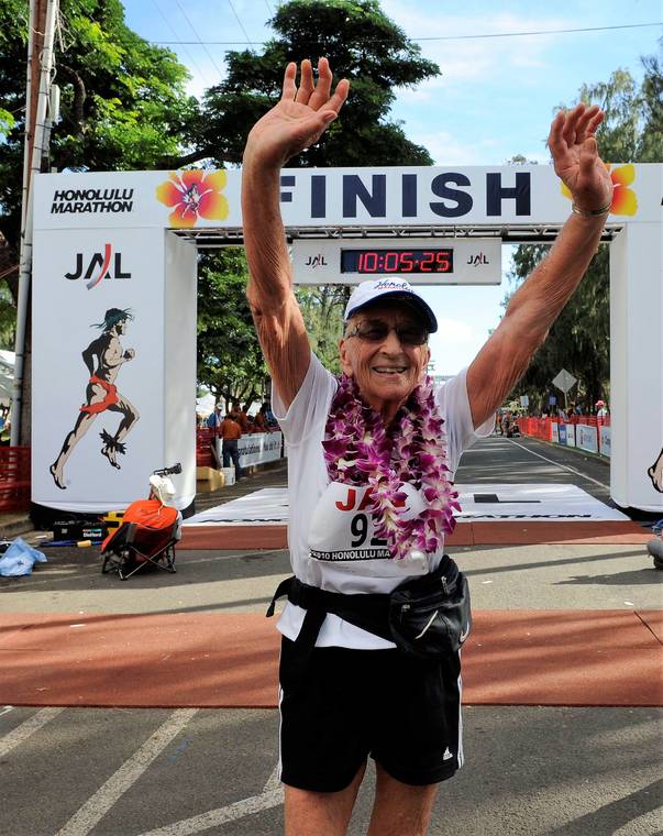 COURTESY PHOTO
                                Gladys Burrill ran her first marathon in 2004 
at the age of 86. She completed five out of seven marathon attempts, setting a Guinness World Record for being the oldest woman to complete a marathon on her last event, on Dec. 12, 2010.