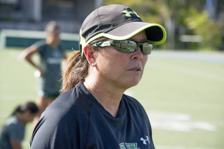 STAR-ADVERTISER / AUG. 2017
                                UH women’s soccer head coach Michele Nagamine during practice. Nagamine was today named the Big West Coach of the Year for the 2019 season after leading her team to the conference’s postseason tournament for the first time.