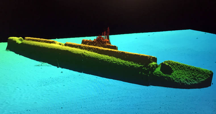 NEW YORK TIMES
                                This image provided by Lost52 Project was stitched together from sonar data collected by a 14-foot long autonomous underwater vehicle exploring the wreckage of the USS Grayback on the seafloor.