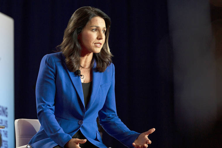 ASSOCIATED PRESS
                                Rep. Tulsi Gabbard appeared in Iowa in June. Gabbard’s fellow Democrats are nervous that she will mount a third-party bid for president.