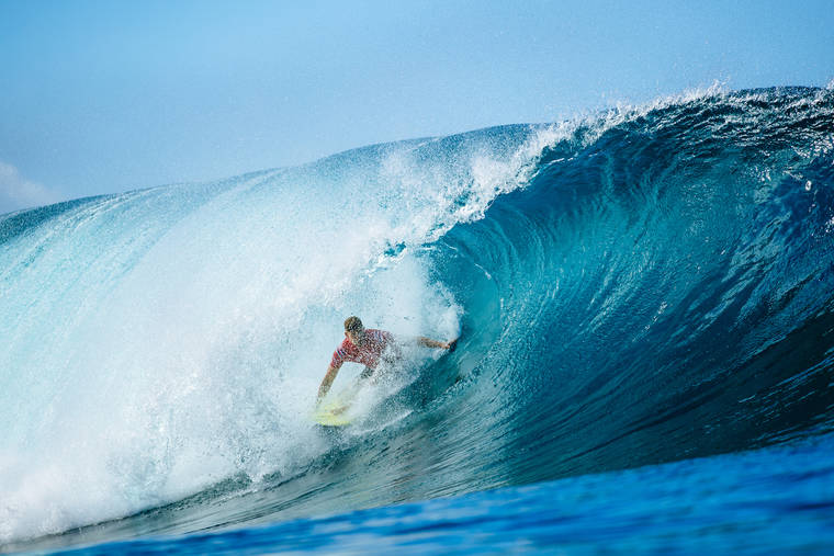 COURTESY SLOANE VIA WSL / DEC. 9
                                John John Florence made it into the quarterfinals of the Billabong Pipe Masters today.