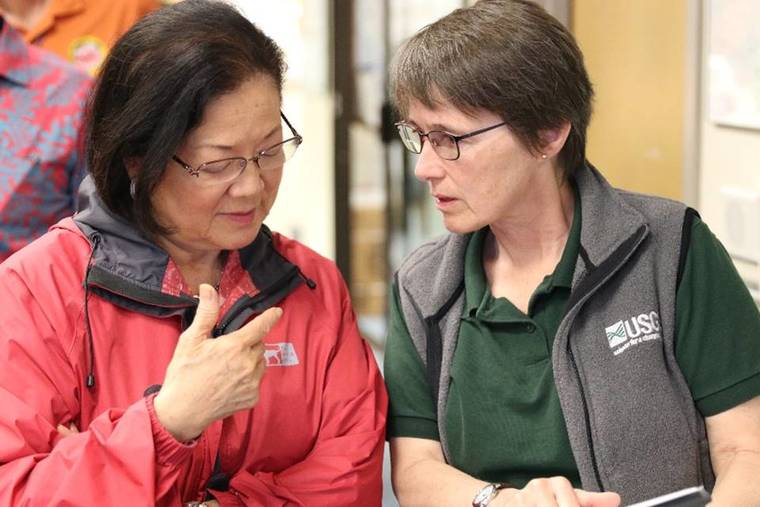 COURTESY PHOTO
                                U.S. Sen. Mazie Hirono and Hawaiian Volcano Observatory scientist-in-charge Tina Neal at the Emergency Operations Center in Hilo in May 2018.