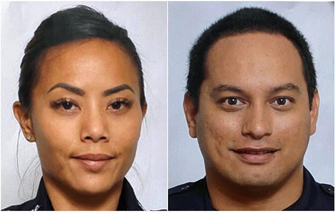 ASSOCIATED PRESS
                                Honolulu Police Department officers Tiffany Enriquez, left, and Kaulike Kalama were killed in the line of duty Sunday.