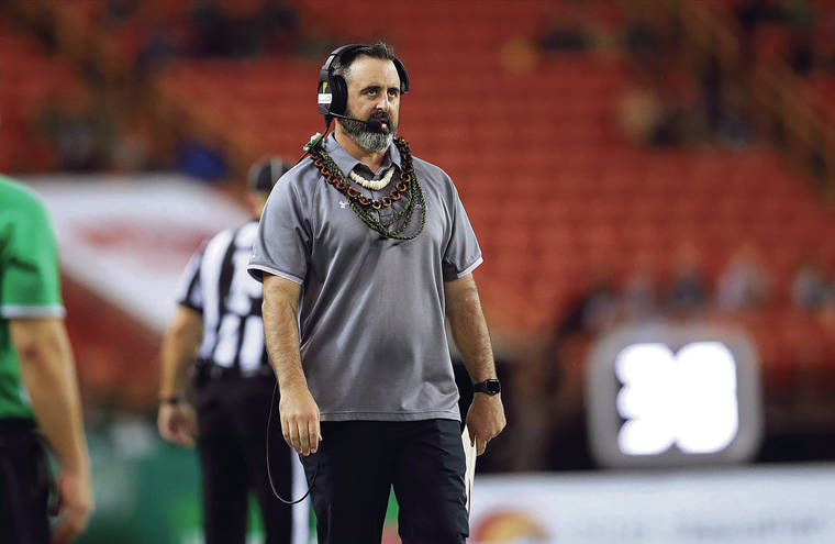 JAMM AQUINO / JAQUINO@STARADVERTISER.COM
                                Hawaii head coach Nick Rolovich compiled a 28-27 record in four years and led the Rainbow Warriors to three Hawaii Bowl appearances.