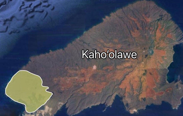 COURTESY GOOGLE
                                More than 2,600 acres of land are still burning on Kahoolawe after a brush fire broke out on the western end of the island Saturday morning.