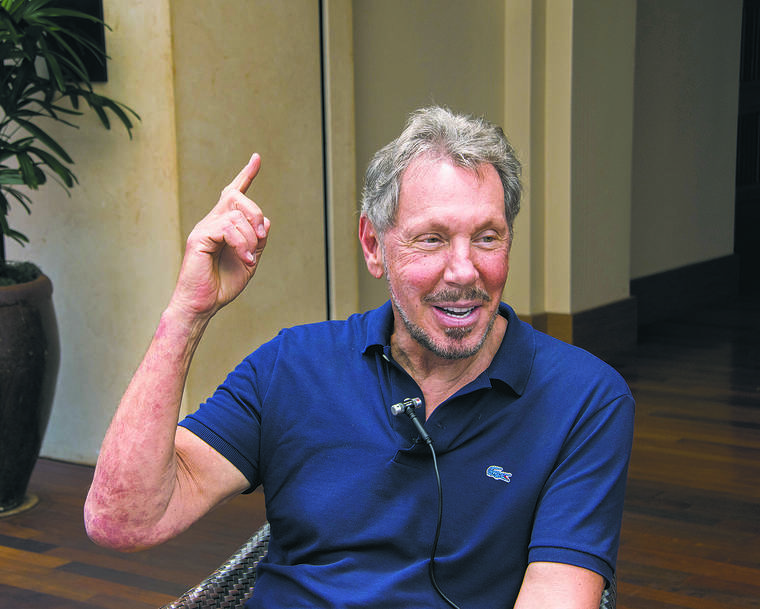 DENNIS ODA / 2017
                                Oracle co-founder Larry Ellison relaxes at his Four Season Resort Lanai. Some Oracle employees left their desks today at offices around the world to protest his fundraiser on Wednesday for President Donald Trump, according to people familiar with the matter.